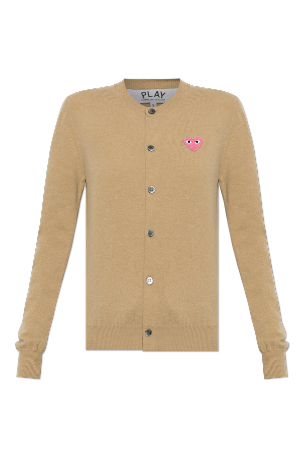 Beige Wool cardigan with logo patch Comme des Garçons Play